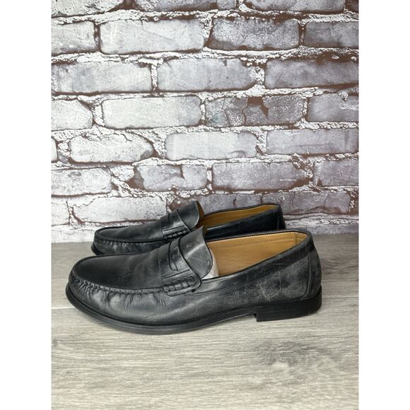 Massimo Dutti Black Leather Penny Loafers Slip On Dress Shoes Men Sz 42EU/9M US main image 2